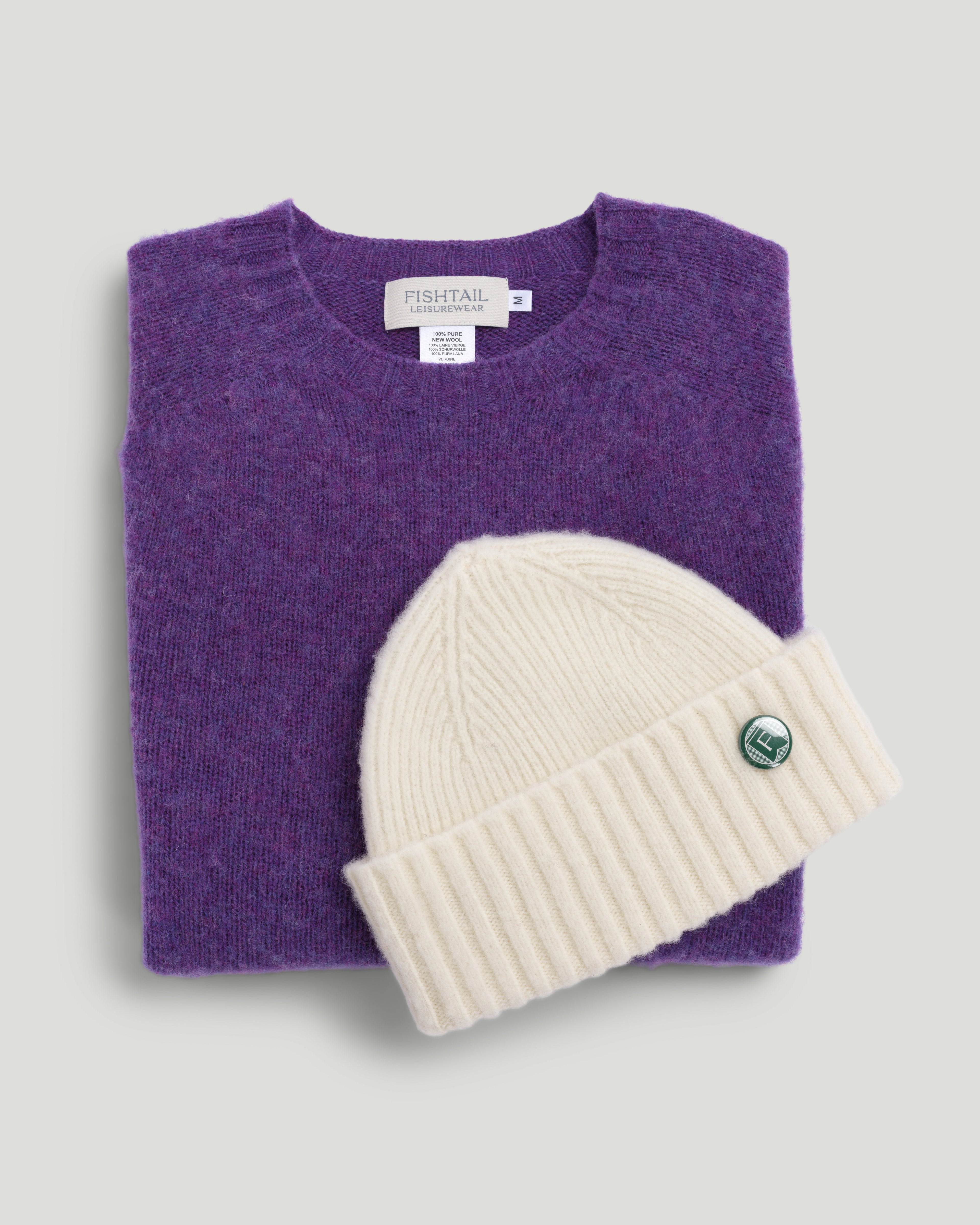 Fishtail Shaggy Beanie - Ecru