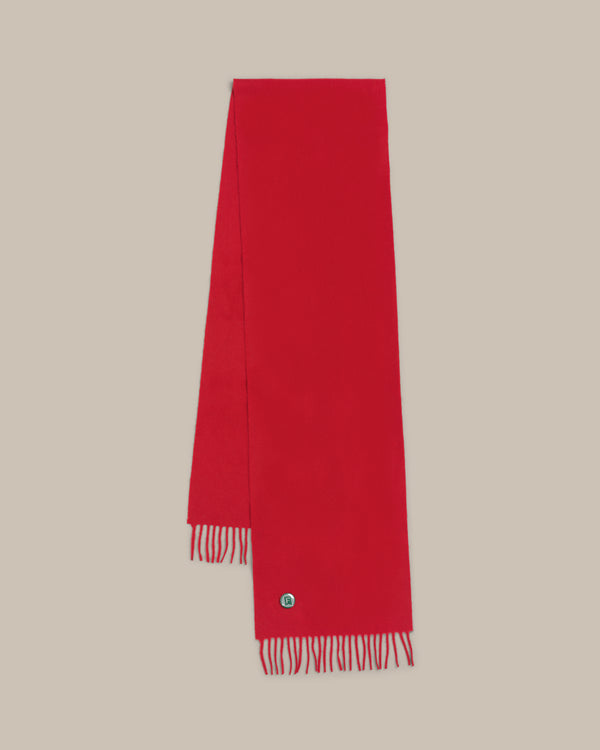 Fishtail Brushed Lambswool Scarf - Red