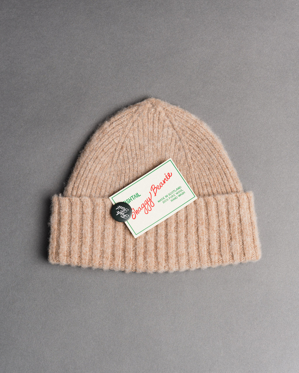 Fishtail Shaggy Beanie - Camel