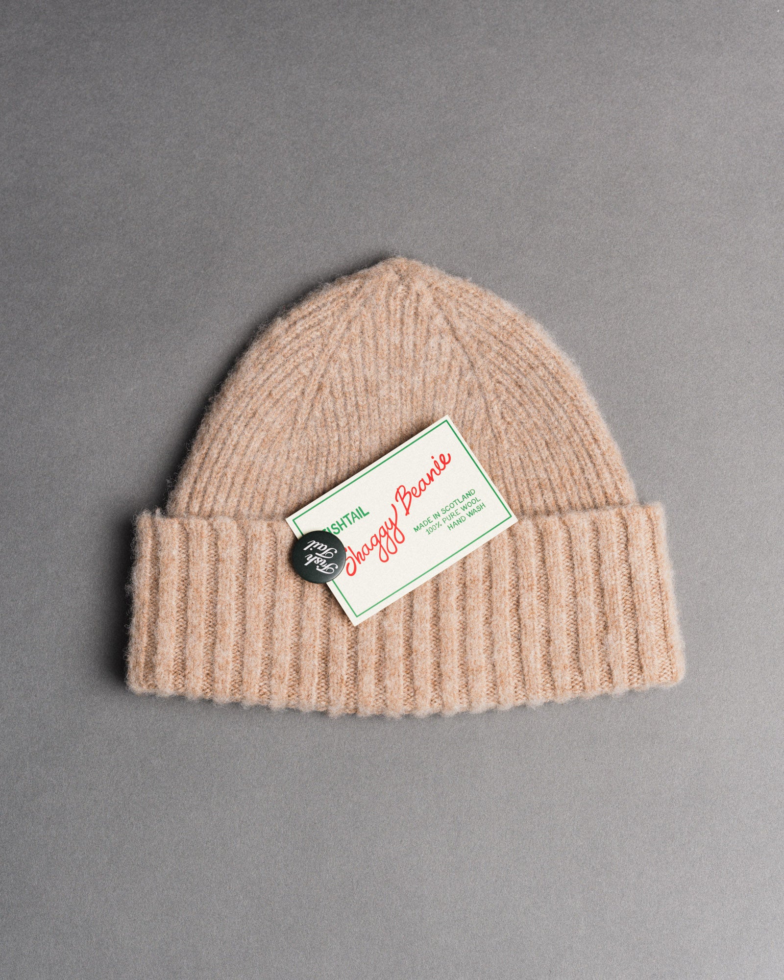 Fishtail Shaggy Beanie - Camel