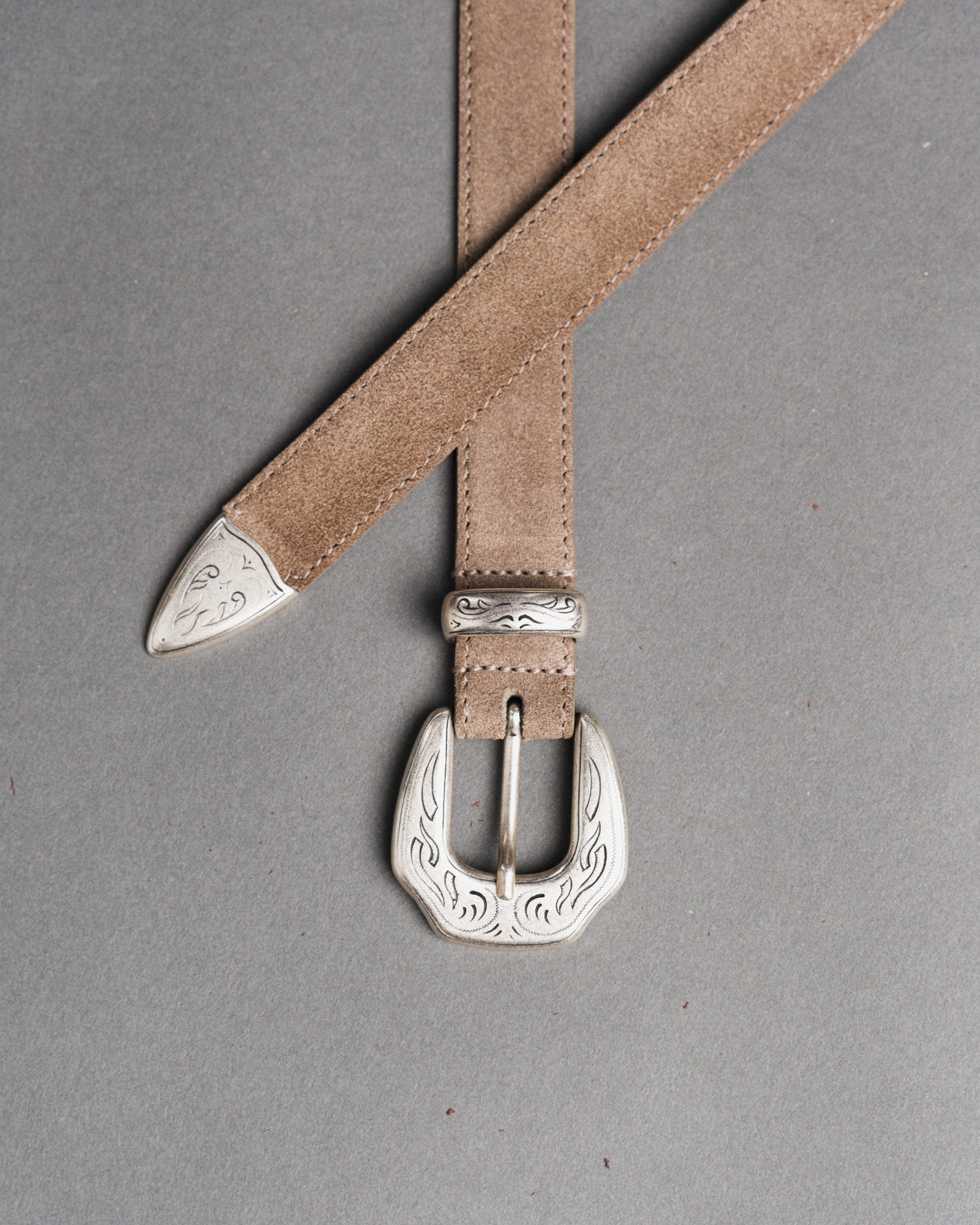 Mancini x Fishtail suede leather belt