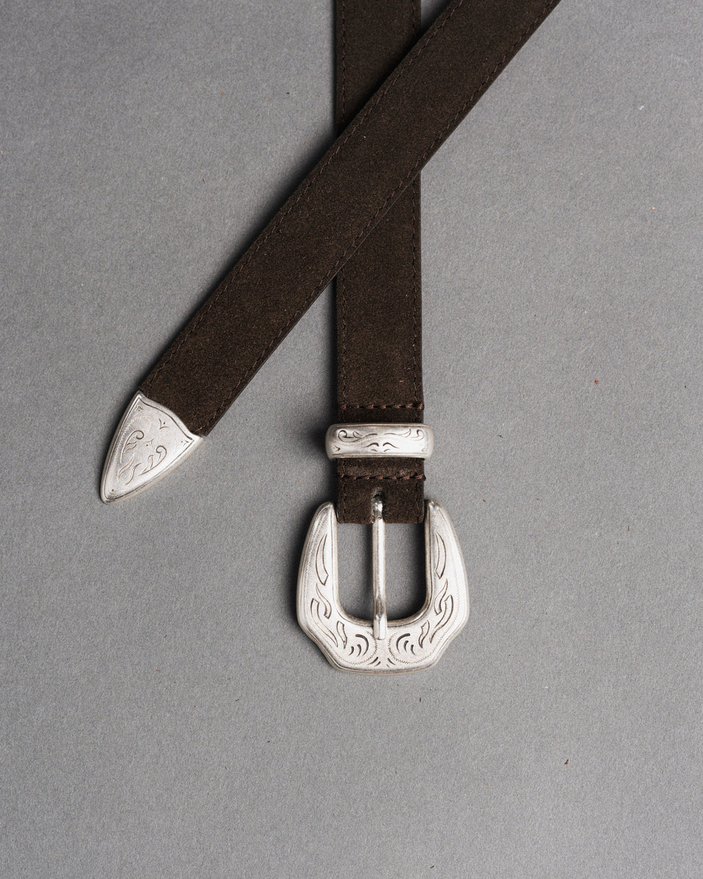 Mancini x Fishtail suede leather belt