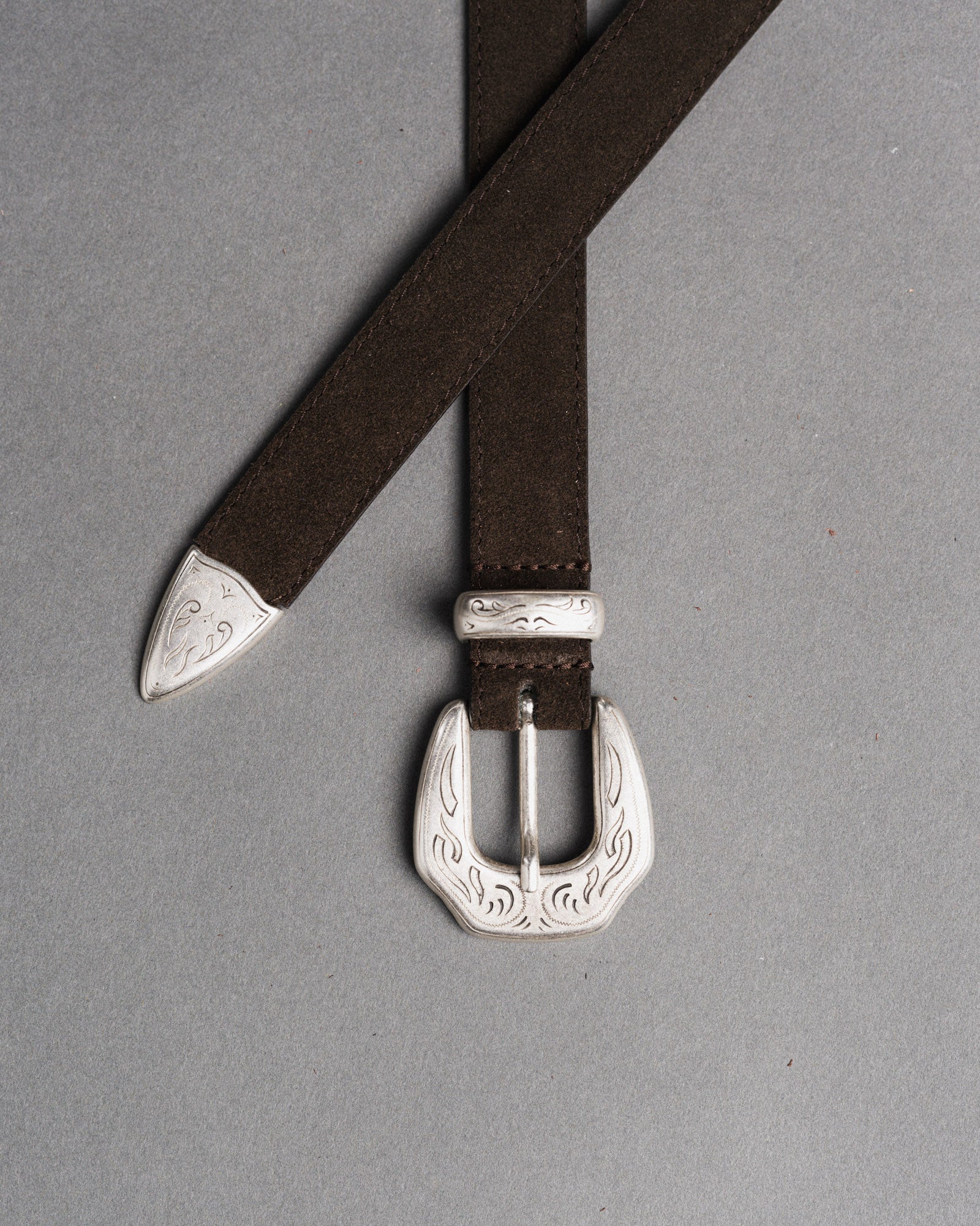Mancini x Fishtail suede leather belt