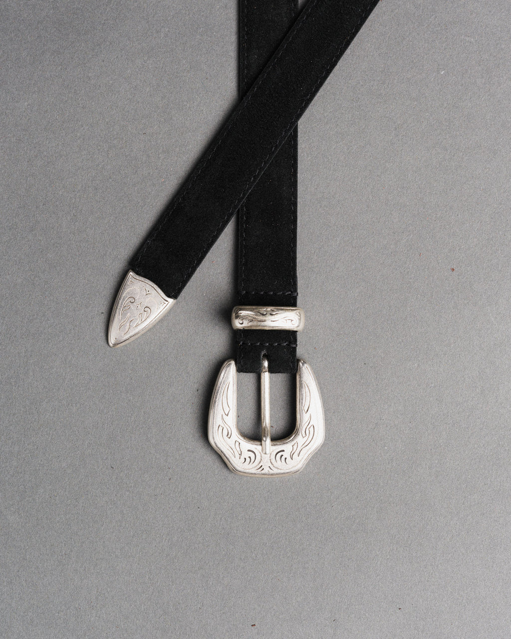 Mancini x Fishtail suede leather belt