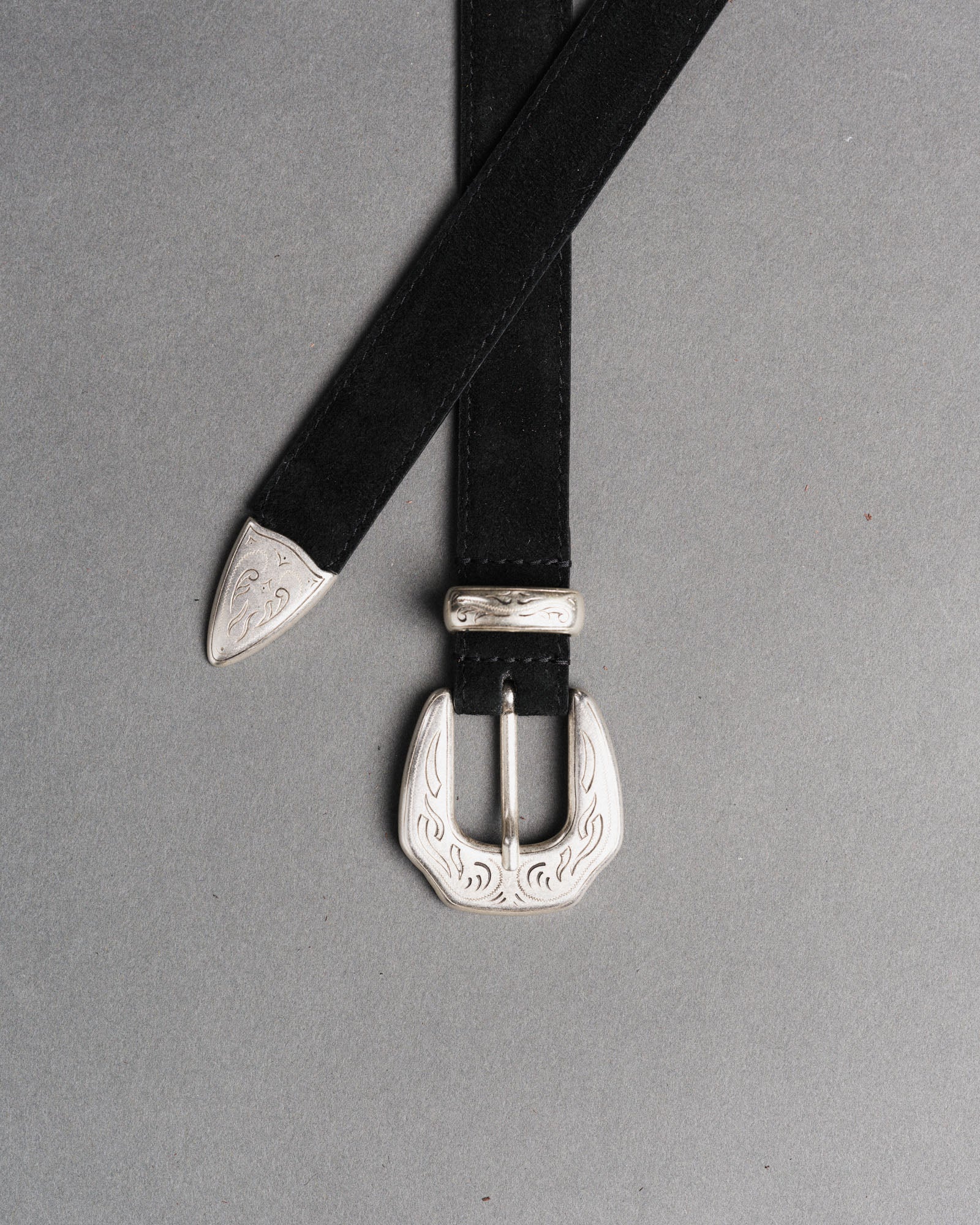 Mancini x Fishtail suede leather belt