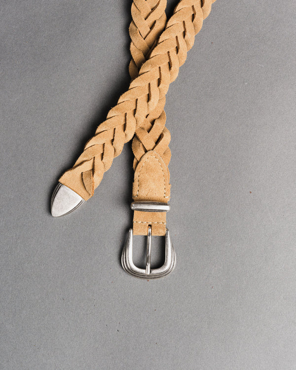 Mancini x Fishtail woven suede leather belt