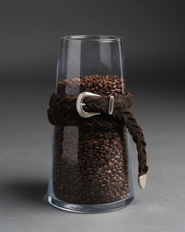 Mancini x Fishtail woven suede leather belt