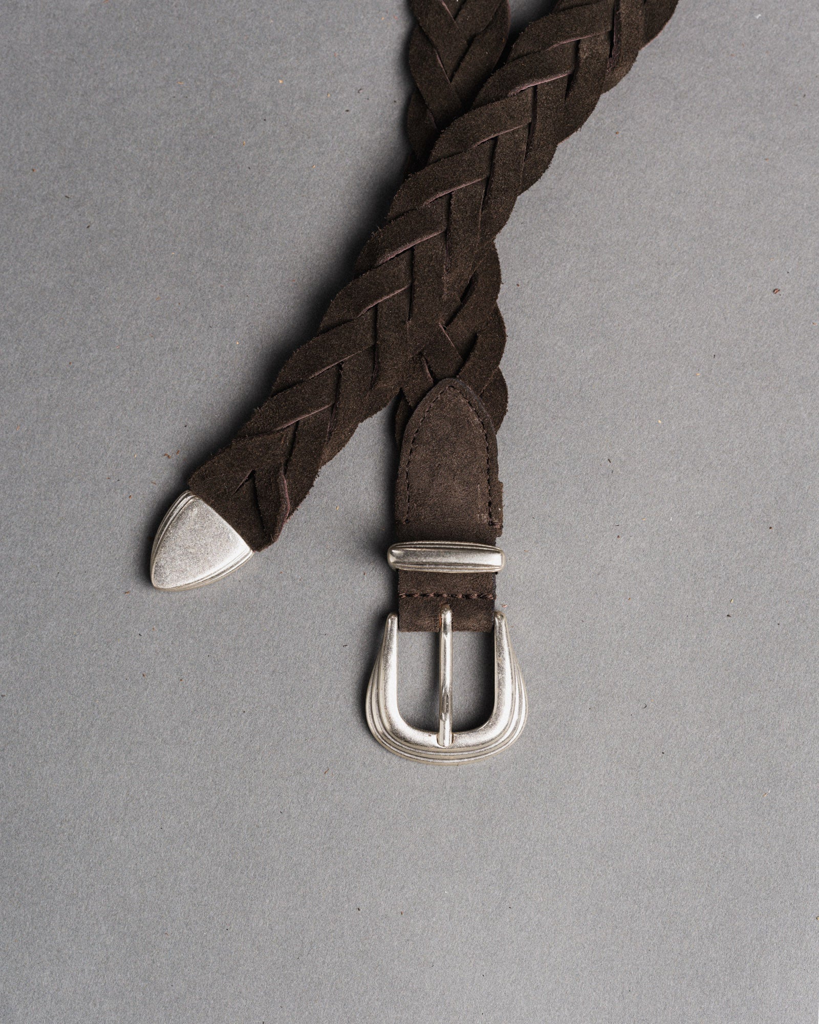 Mancini x Fishtail woven suede leather belt