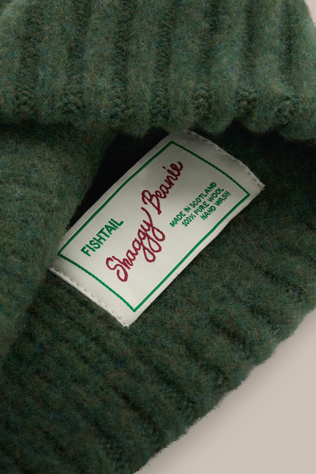 Fishtail Shaggy Beanie - Olive