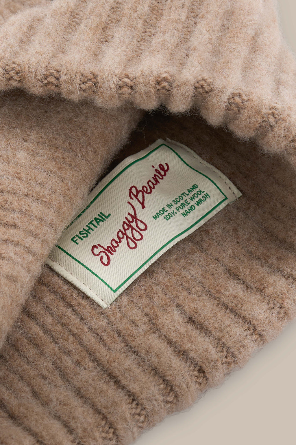 Fishtail Shaggy Beanie - Camel