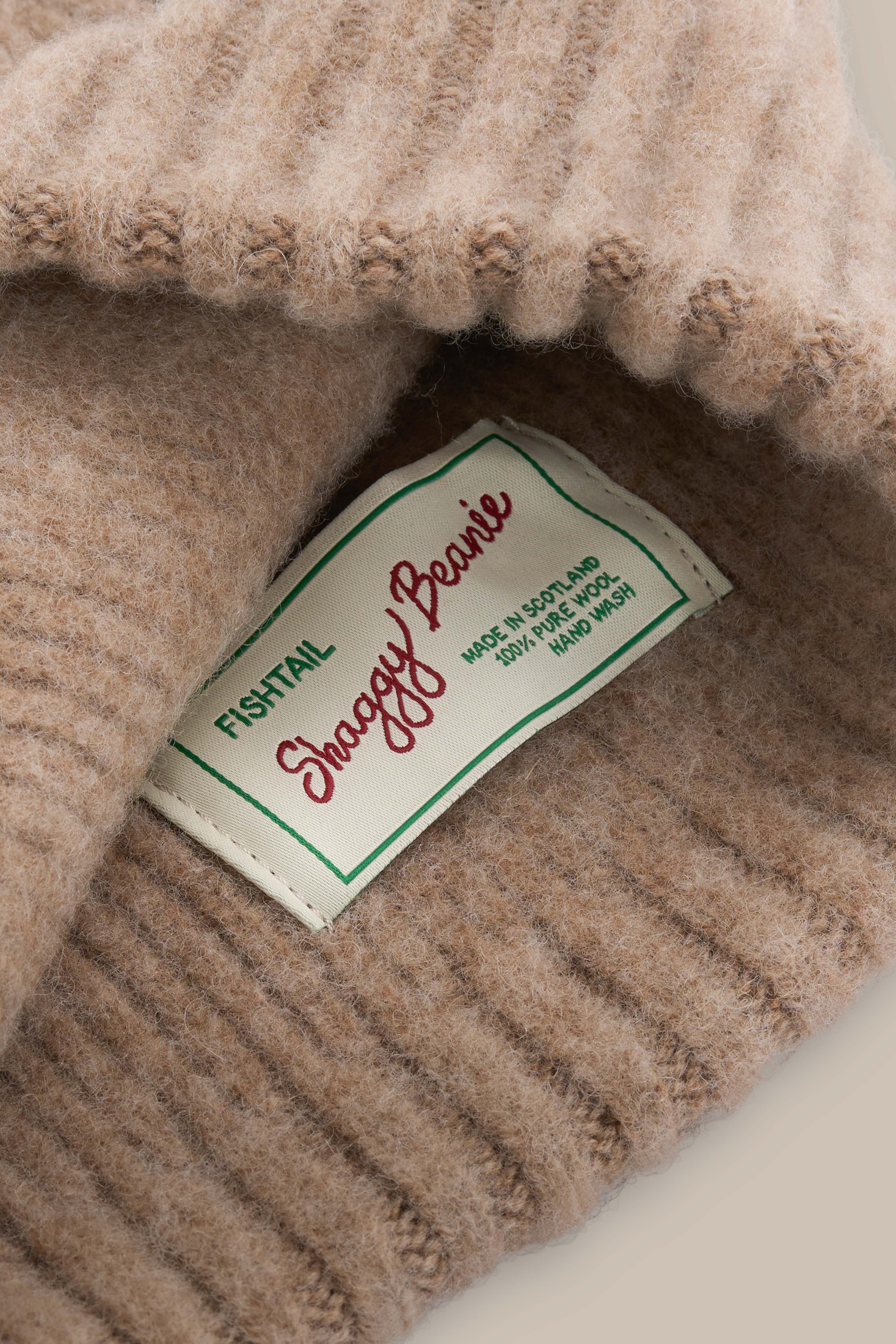 Fishtail Shaggy Beanie - Camel