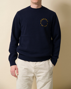 Fishtail cashmere and fine merino wool jumper - Navy