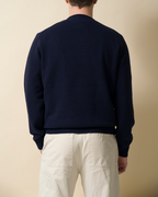 Fishtail cashmere and fine merino wool jumper - Navy