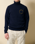 Fishtail cashmere and fine merino wool rollneck - Navy