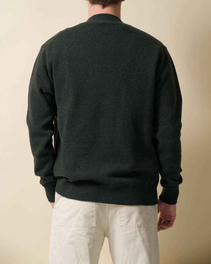 Fishtail cashmere and fine merino wool blend cardigan - Green