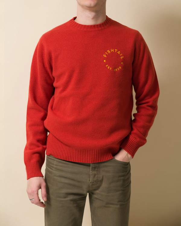 Fishtail cashmere and fine merino wool jumper - Red