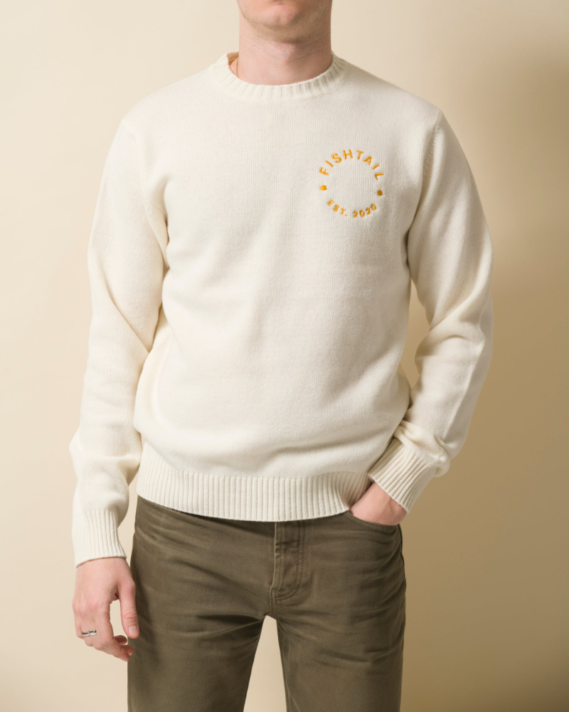 Fishtail cashmere and fine merino wool jumper - Ecru