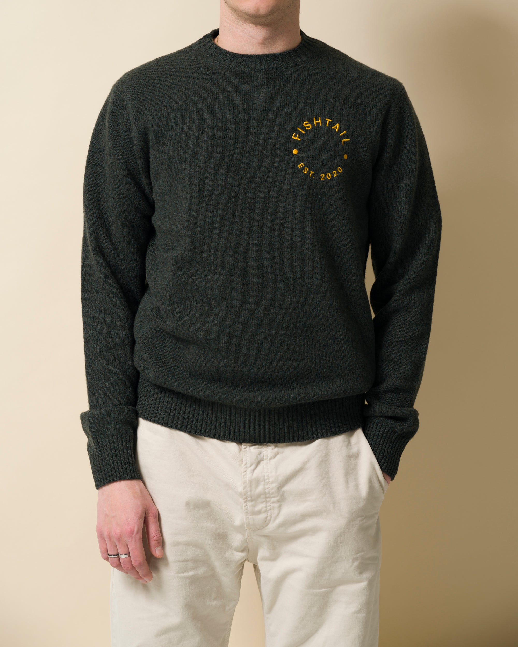 Fishtail cashmere and fine merino wool jumper - Green