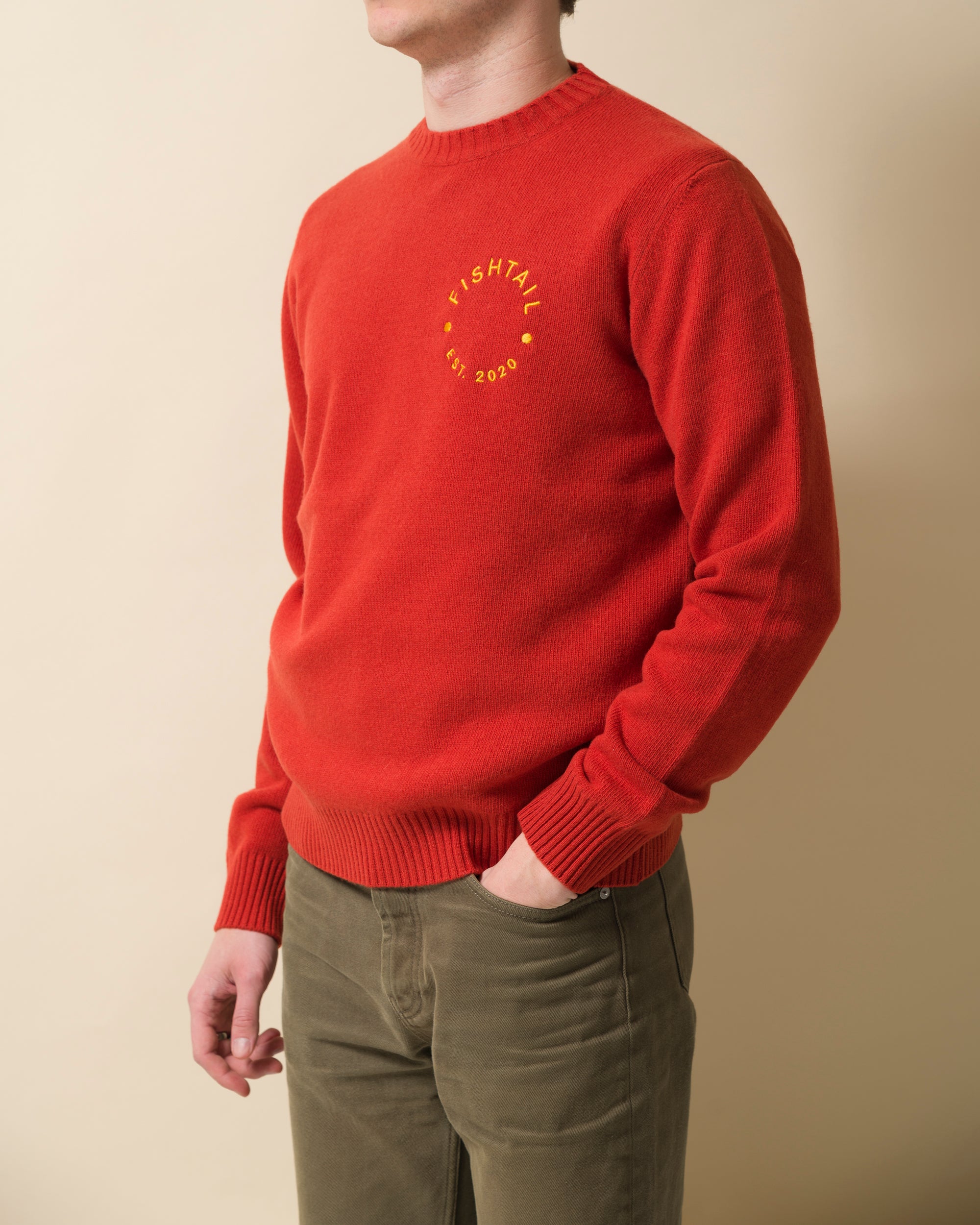 Fishtail cashmere and fine merino wool jumper - Red