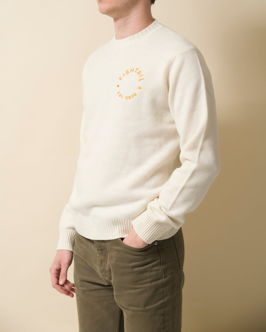 Fishtail cashmere and fine merino wool jumper - Ecru