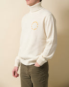 Fishtail cashmere and fine merino wool rollneck - Ecru