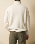 Fishtail cashmere and fine merino wool rollneck - Ecru